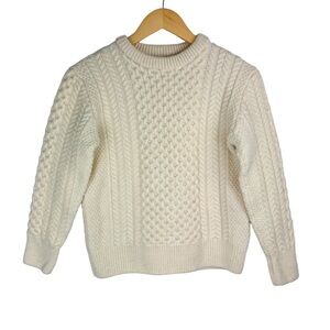 Original Aran Co. 100% Merino Wool Honeycomb Fisherman Sweater size S fits XS